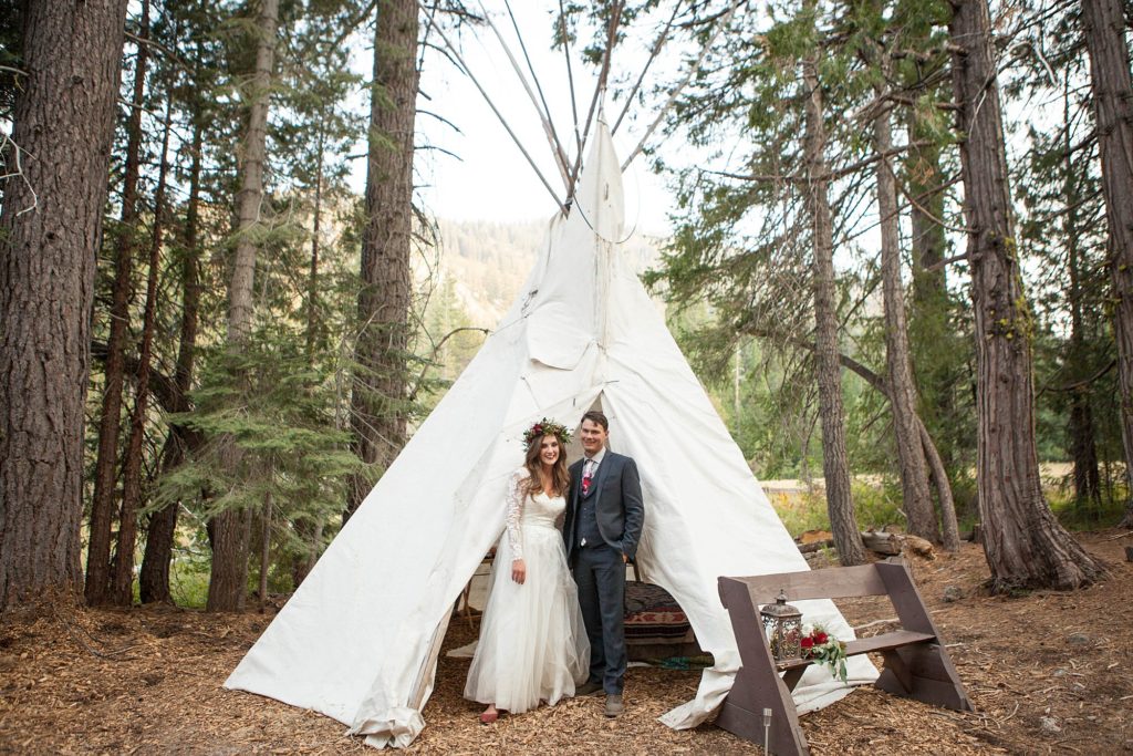 teepee elopement in the forest