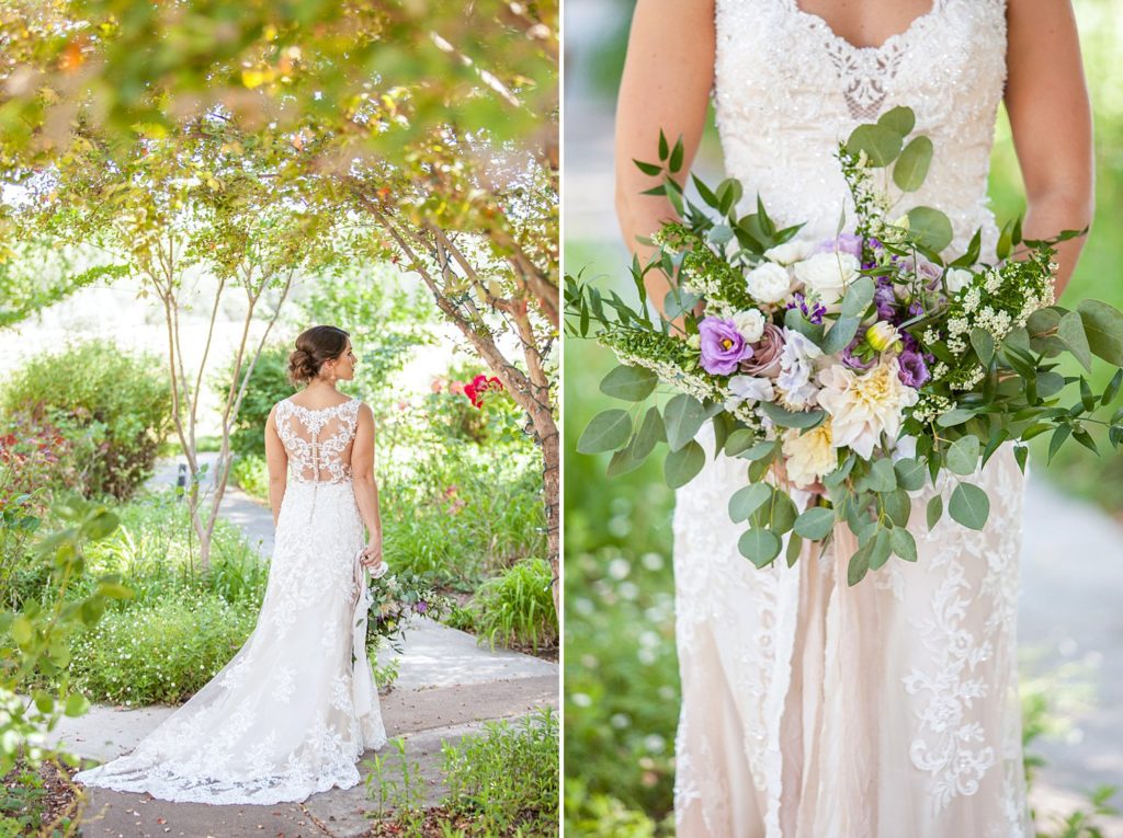 Spring bride with purple bouquet