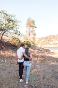 Engaged couple at Emigrant Lake